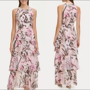Tommy Hilfiger Chiffon Floral Tiered Maxi Dress